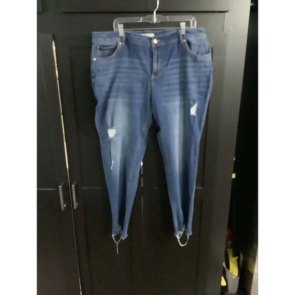 Denim Jeans Hi Rise Distressed Sz 20W - Picture 1 of 2